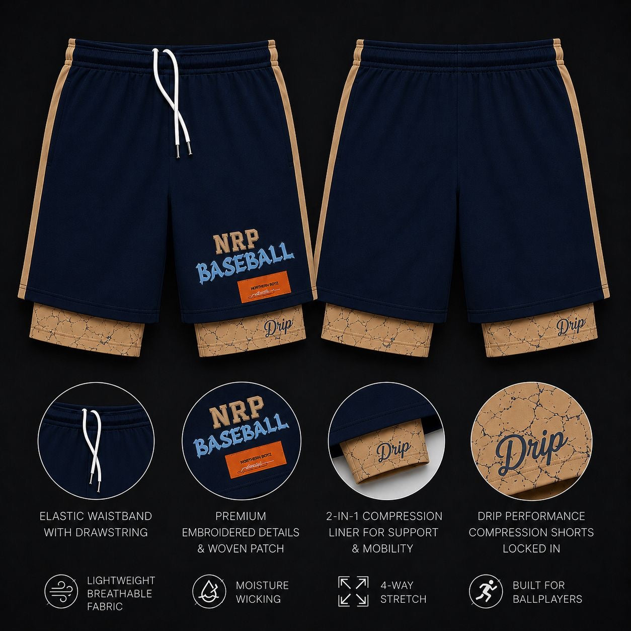 Navy League Compression Shorts