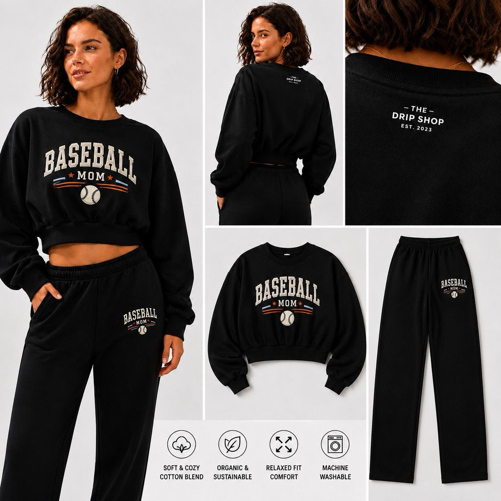 Baseball Mom Cropped Crewneck