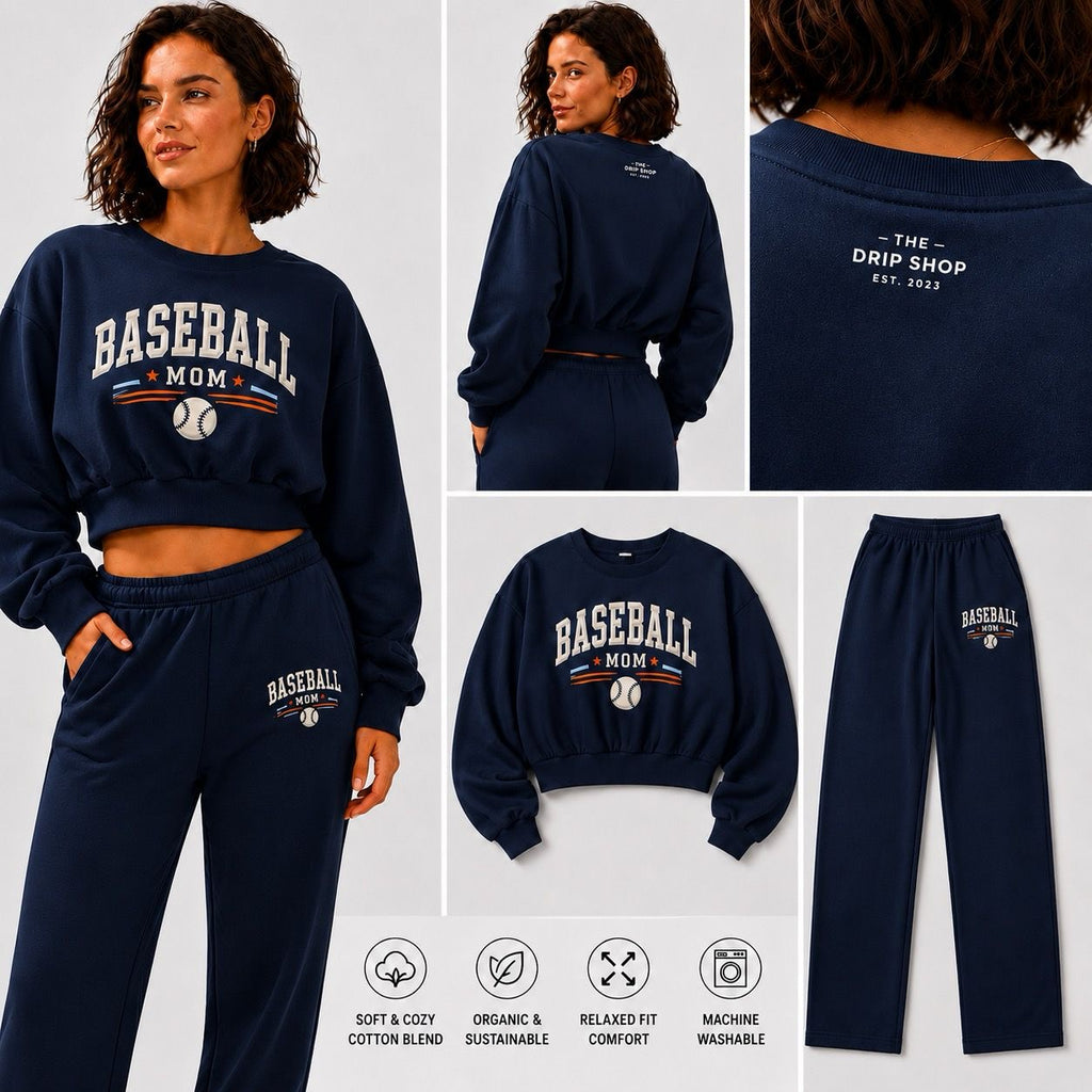 Baseball Mom Cropped Crewneck